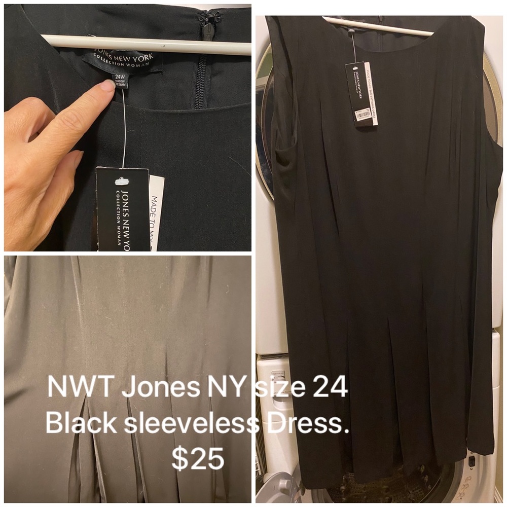 NWT Jones NY Black Sleeveless 24W Dress